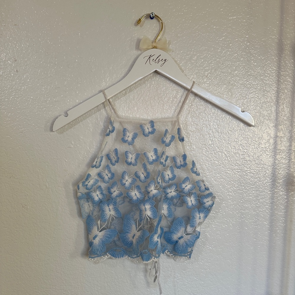 Mesh Butterfly Adjustable Tank Top
